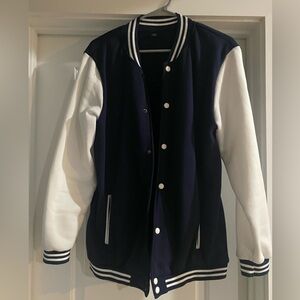 Navy and White Varsity Jacket